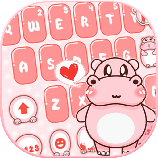 Pink Cute Hippo Teclado